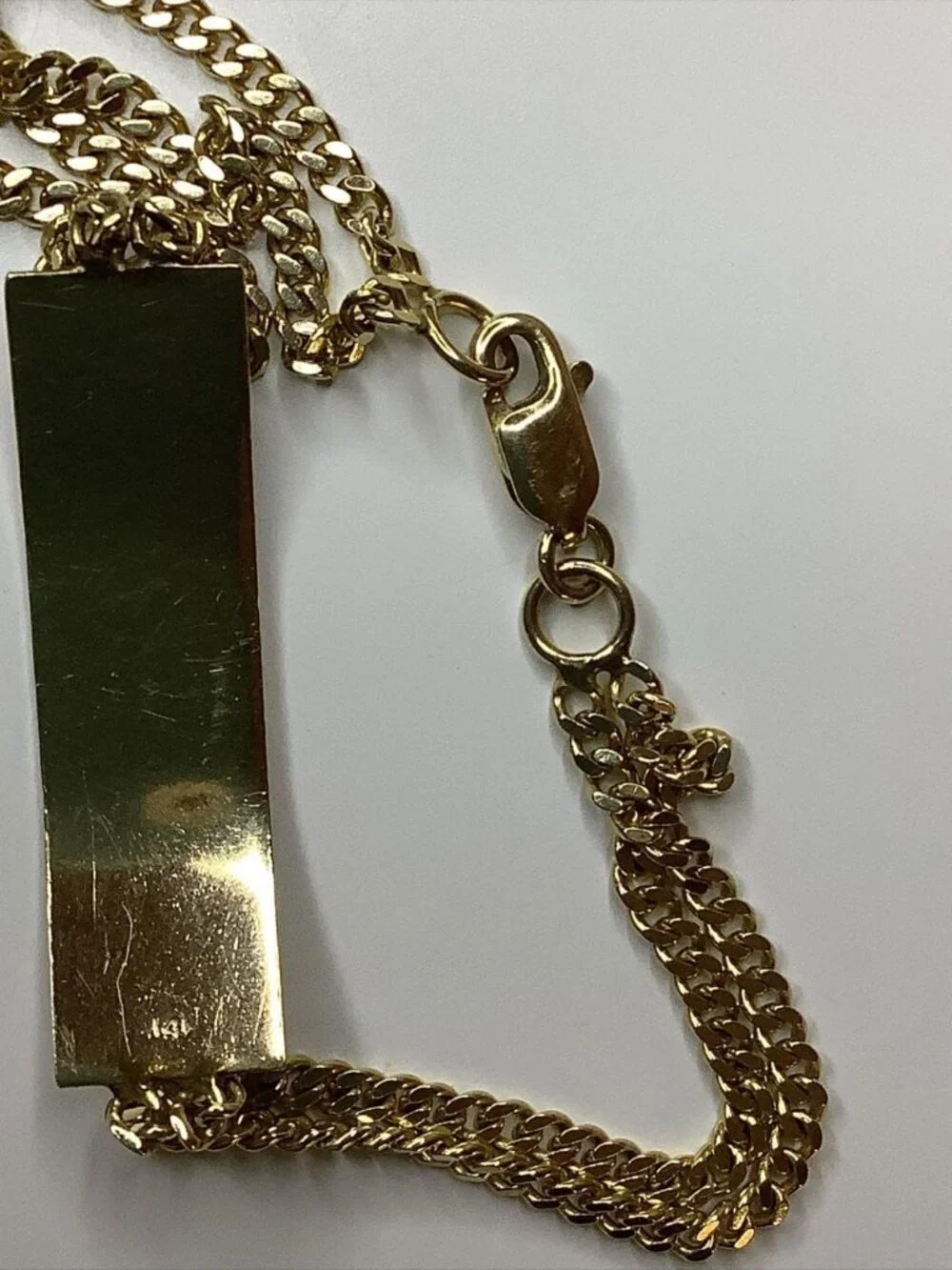14K Yellow Gold, 8g Women’s “MOM” ID 7inch Bracelet Cuban Link Double Chain.